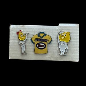 Vintage ESSO and Peugeot Collectible hat/shirt/lapel pins - set of 3